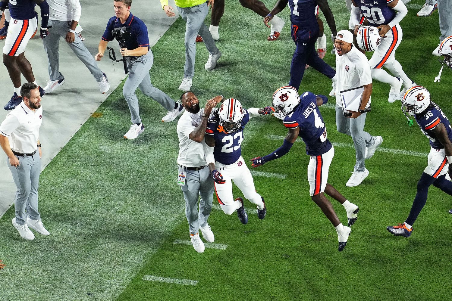 AUBURN, AL - SEPTEMBER 16 - Auburn Defensive Back JD Rhym (23) during the game between the Auburn Tigers and the Samford Bulldogs at Jordan-Hare Stadium in Auburn, AL on Saturday, Sept. 16, 2023.  Photo by Zach Bland/Auburn Tigers